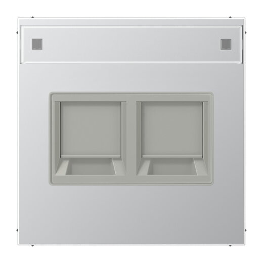 Jung Abdeckung (gerastet) für Modular-Jack-Steckbuchsen 2fach, Avaya, mit Schriftfeld, Serie LS, Aluminium AL1969-2NAAT