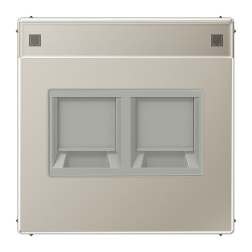 Jung Abdeckung (gerastet) für Modular-Jack-Steckbuchsen 2fach, Avaya, mit Schriftfeld, Serie LS, Edelstahl ES1969-2NAAT