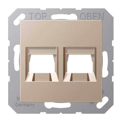 Jung Abdeckung (gerastet) für Modular-Jack-Steckbuchsen 2fach, Serie A, champagner A1569-2WECH