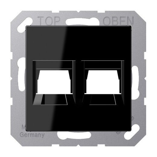 Jung Abdeckung (gerastet) für Modular-Jack-Steckbuchsen 2fach, Serie A, schwarz A1569-2WESW