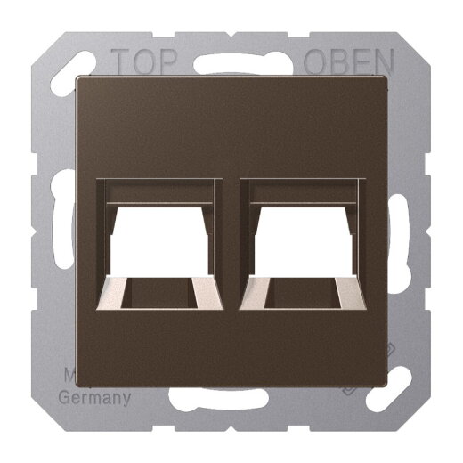 Jung Abdeckung (gerastet) für Modular-Jack-Steckbuchsen 2fach, lackiert, Serie A, mokka A1569-25WEMO