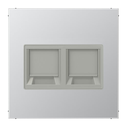 Jung Abdeckung (gerastet) für Modular-Jack-Steckbuchsen 2fach, EMT, AMP, MTRJ, Serie LS, Aluminium AL1969-25WE