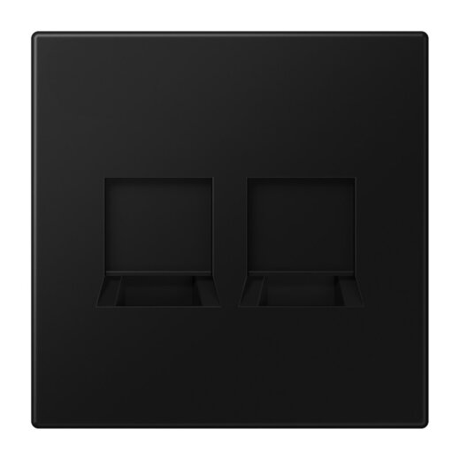 Jung Abdeckung (gerastet) für Modular-Jack-Steckbuchsen 2fach, lackiert, Serie LS, graphitschwarz matt LS1969-25WESWM