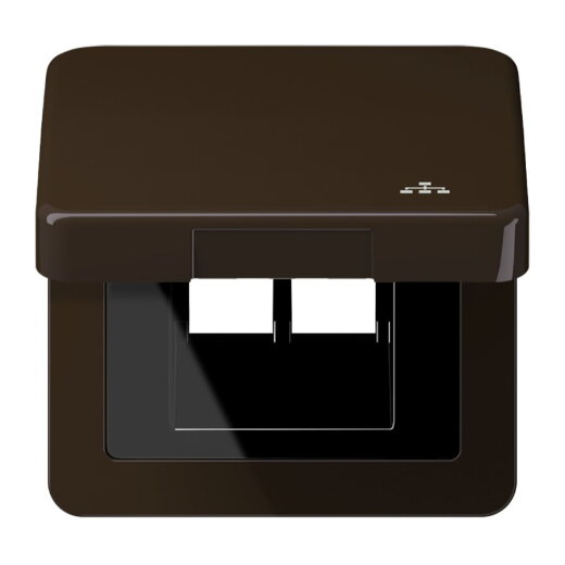 Jung Klappdeckel inklusive Zentralplatte, mit Symbol LAN, Serie CD, braun CD590KLLANBR