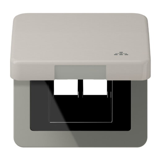 Jung Klappdeckel inklusive Zentralplatte, mit Symbol LAN, Serie CD, platin CD590KLLANPT