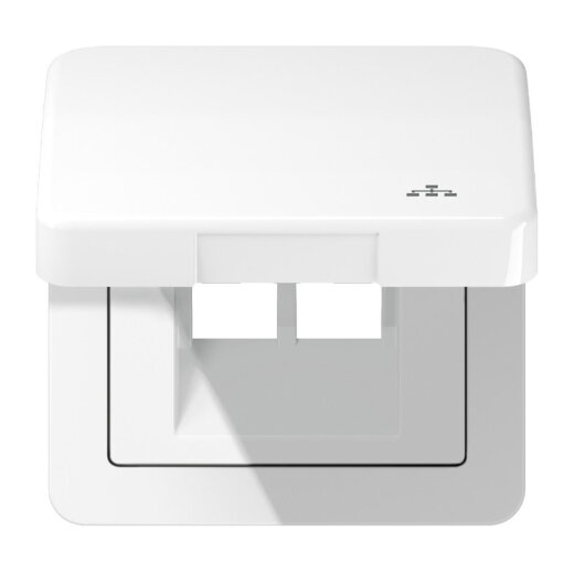 Jung Klappdeckel inklusive Zentralplatte, mit Symbol LAN, Serie CD, alpinweiß CD590KLLANWW