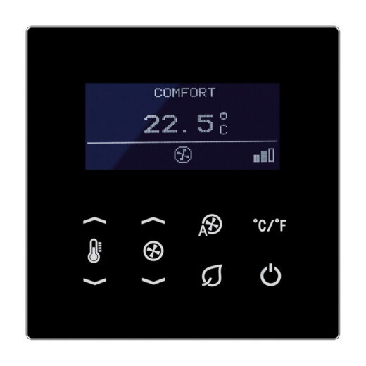 Jung KNX Raumtemperaturregler Fan Coil, Serie LS, schwarz TRDLS9248SW