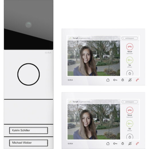 Gira Video-Sprechanlagen-Set 2432902 2-Fam. Wohnungsst. Sys 106 vw