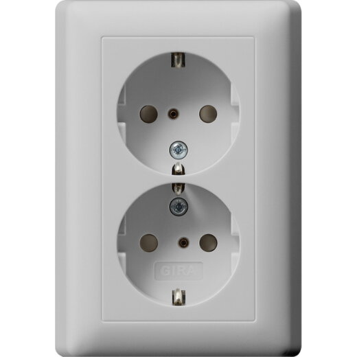 Gira SCHUKO-Steckdose 0783015 2f SH+Vollpl. Sys 55 grau