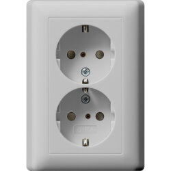 Gira SCHUKO-Steckdose 0783015 2f SH+Vollpl. Sys 55 grau