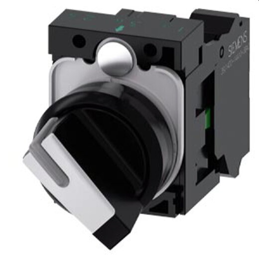 Siemens Knebelschalter beleuchtbar 22mm rund schwarz weiss 3SU1100-2BF60-3BA0