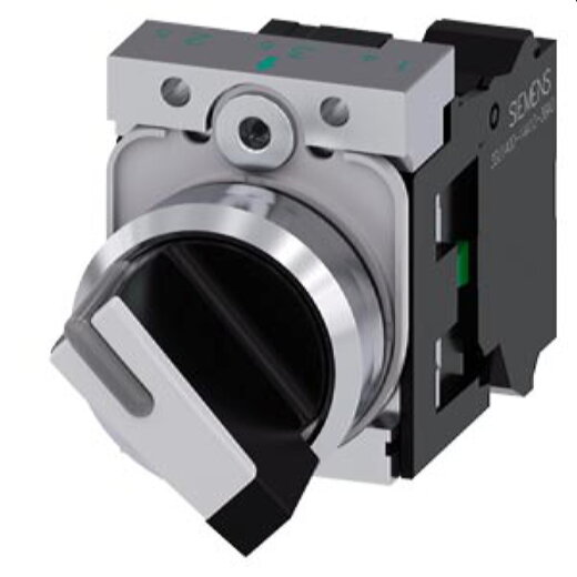 Siemens Knebelschalter beleuchtbar 22mm rund schwarz weiss 3SU1150-2BF60-3BA0