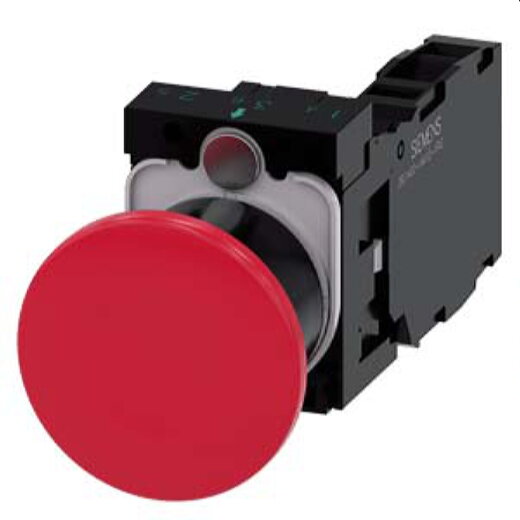 Siemens Pilzdrucktaster 22mm rund rot 1S+1OE 3SU1100-1BA20-1FA0