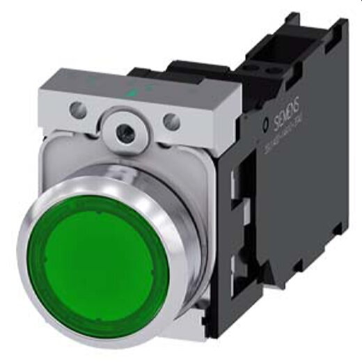 Siemens Drucktaster beleuchtet 22mm rund grün 1S1OE 3SU1153-0AB40-3FA0