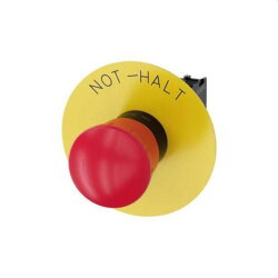 Siemens Not-Aus-Pilztaster 22mm rund rot mit Beschriftung...