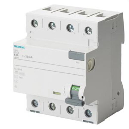 Siemens FI-Schutzschalter 63/0,3A 3polig+N 400V 4TE F 5SV3646-3