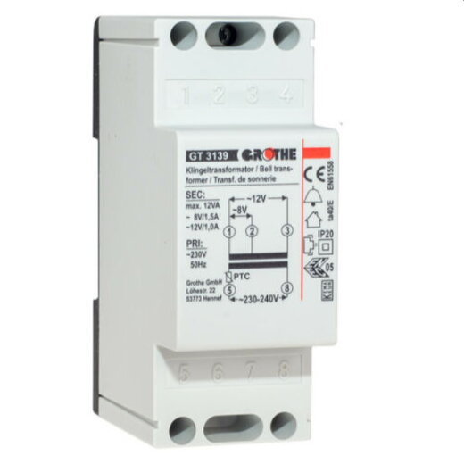 Grothe Klingeltransformator GT 3139 8/12V 1,5/1,0A 14039