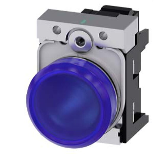 Siemens Leuchtmelder 22mm rund blau Linse glatt 3SU1153-6AA50-3AA0