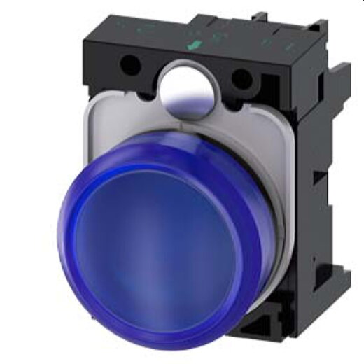 Siemens Leuchtmelder 22mm rund blau Linse glatt 3SU1103-6AA50-1AA0