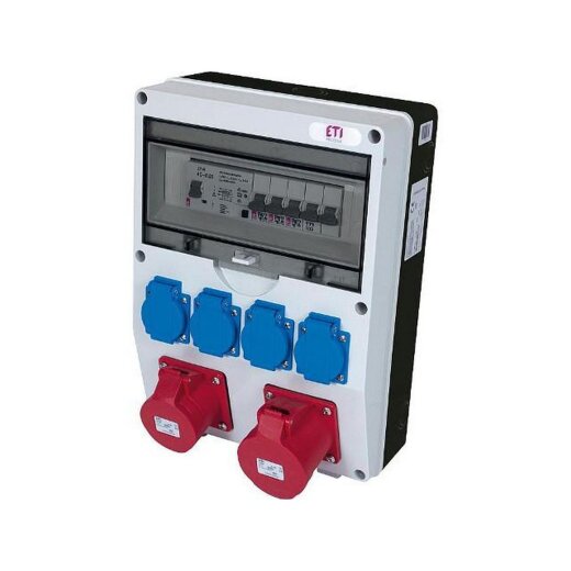 ETI Steckdosenkombination WV 2/4-12 CEE-Steckdosen: 1x32A, 1x16A 4x Schukosteckdosen, 1x FI/40A